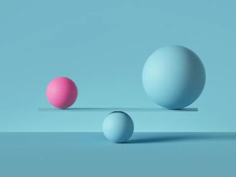 3d render, balancing balls placed on scales or weigher イラスト素材