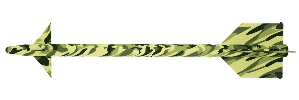 3d render of a ballistic missile. Top view Stock Illustration