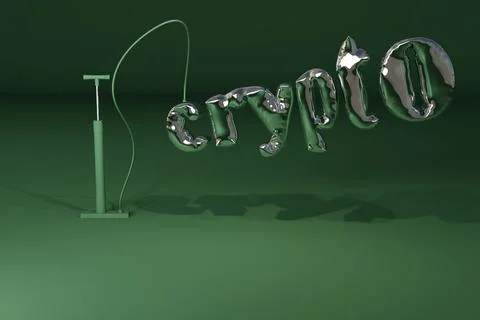 3d render of balloon letters inflating to spell out crypto Ilustração Stock