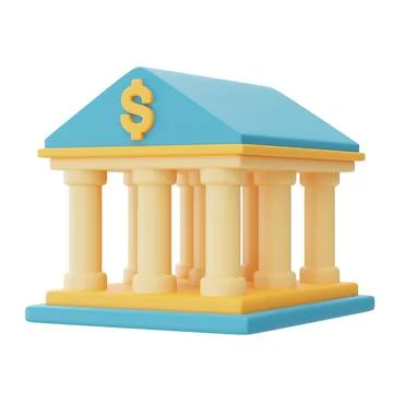 3d render of bank building isolated on light background,money transfer concep Stock Illustration