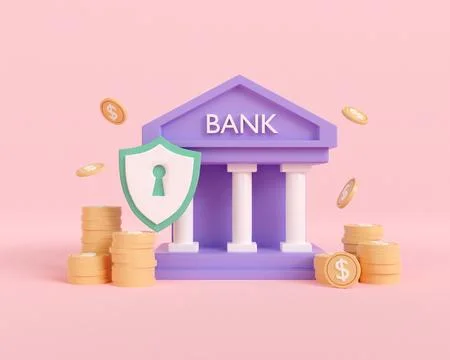 3d render bank security on pink background. save money concept. transaction.. Stock Illustration