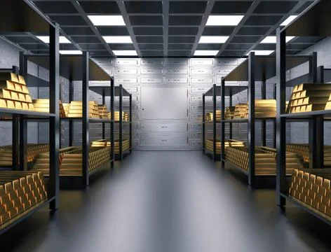 3D Render Bank vault safe Deposit box money gold 스톡 일러스트