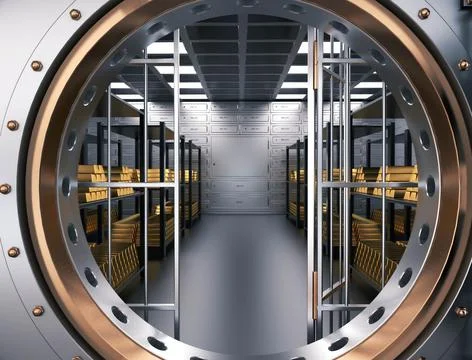 3D Render Bank vault safe Deposit box money gold 스톡 일러스트