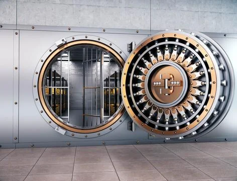 3D Render Bank vault safe Deposit box money gold Stockillustratie