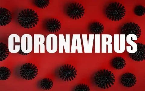 3d render banner of virus models and warning text banner of Coronavirus and Stock Illustration