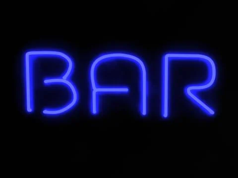 3d render bar blue neon sign isolated on black background Stock Illustration