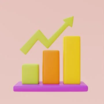 3d render bar graph isolated on pastel background, minimal design,3d renderin Stock Illustration