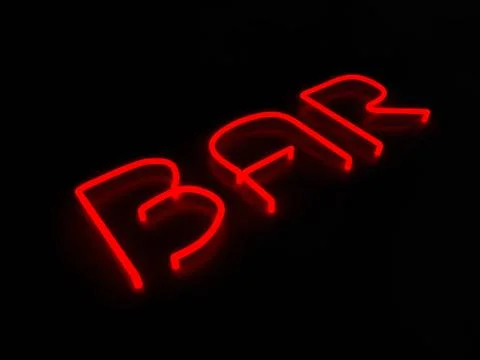 3d render bar red neon sign isolated on black background Stock Illustration