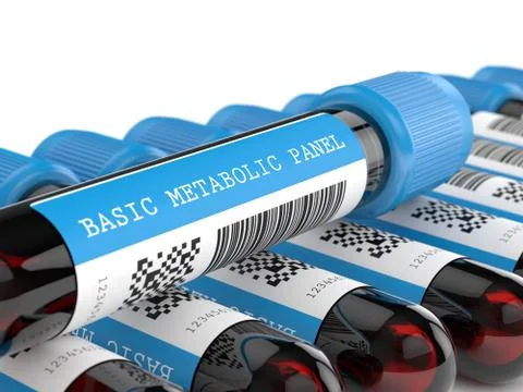 3d render of Basic Metabolic Panel blood tubes Stock Illustration