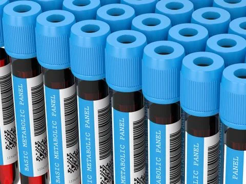 3d render of Basic Metabolic Panel blood tubes Stock Illustration