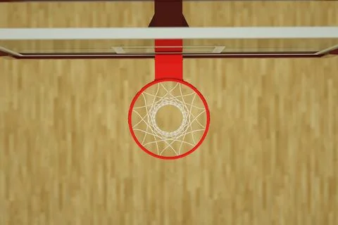 3d render basketball basket top view on wooden floor Stock Illustration