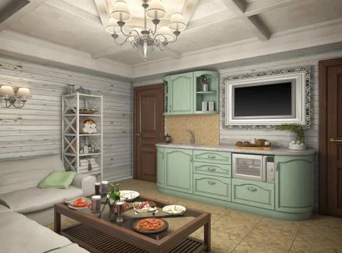 3D render of a bath in the private house Stockillustratie