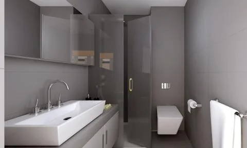 3D Render of Bathroom 스톡 일러스트