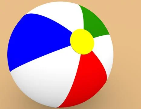 3d render of a beach ball in the sand Illustrazione stock