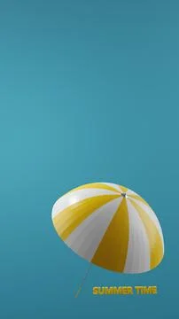 3d render. beach umbrella on a blue background . 3d illustration Stock Illustration