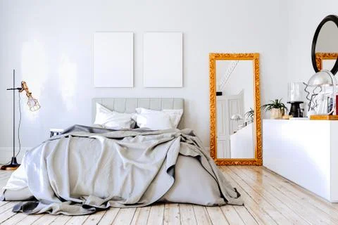 3d render of beautiful bedroom interior Illustrazione stock