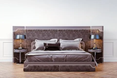 3d render of beautiful bedroom interior Illustrazione stock