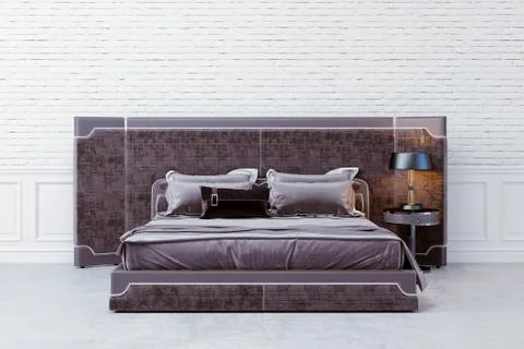 3d render of beautiful bedroom interior 库存插图