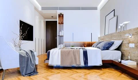 3d render of beautiful bedroom interior Stock Illustration