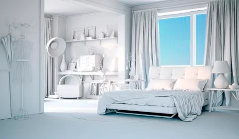 3d render of beautiful bedroom interior Stock Illustration