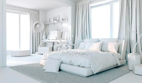 3d render of beautiful bedroom interior Stock Illustration
