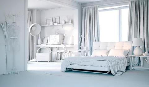 3d render of beautiful bedroom interior Stock Illustration