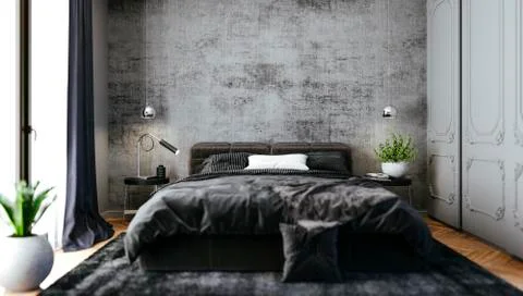 3d render of beautiful bedroom interior Stock Illustration