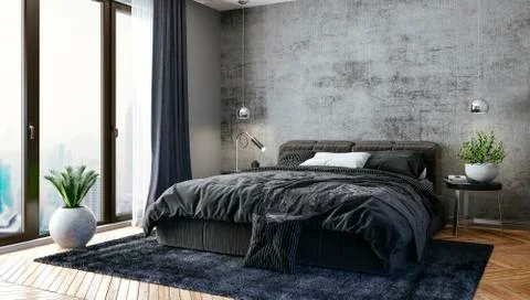 3d render of beautiful bedroom interior Stock Illustration