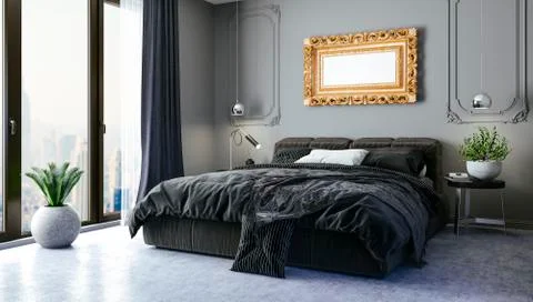 3d render of beautiful bedroom interior Stock Illustration