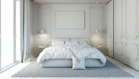 3d render of beautiful bedroom interior Stock Illustration