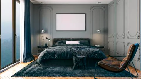 3d render of beautiful bedroom interior Illustrazione stock
