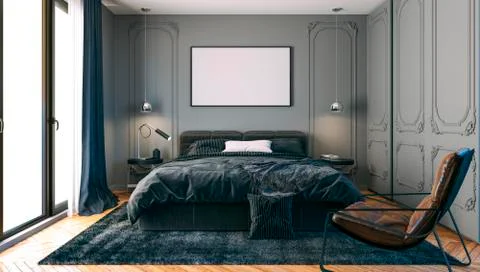 3d render of beautiful bedroom interior Stock Illustration