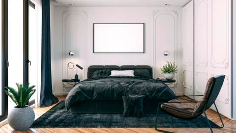 3d render of beautiful bedroom interior Stock Illustration