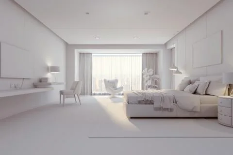 3d render of beautiful bedroom interior room Stock Illustration