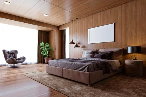 3d render of beautiful bedroom interior room Stock Illustration