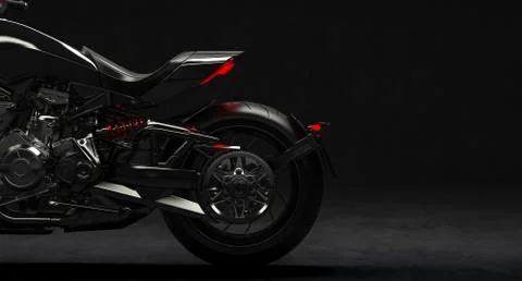 3d render of beautiful black motorcycle on dark background Stock Illustration
