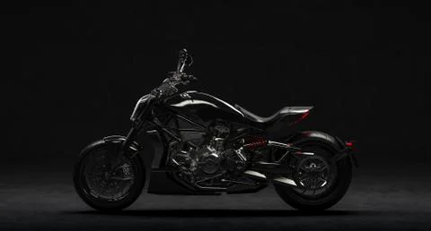 3d render of beautiful black motorcycle on dark background Stock Illustration