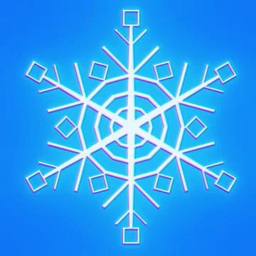 3d render of beautiful bright glowing snowflake on clean blue background Stock Illustration