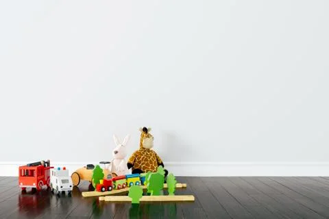 3d render of beautiful child room interior and toys Stock Illustration