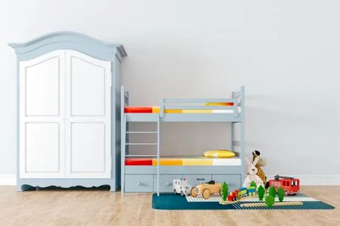 3d render of beautiful child room interior and toys Stock Illustration