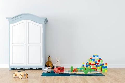 3d render of beautiful child room interior and toys Stock Illustration