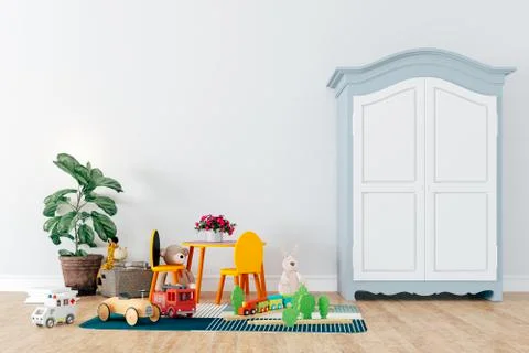 3d render of beautiful child room interior and toys Stock Illustration