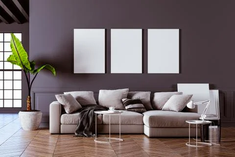 3d render of beautiful clean interior with sofa Stock Illustration