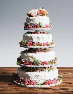 3d render of beautiful delicious wedding cake Stock Illustration