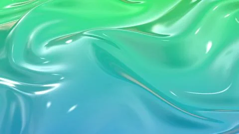 3D render beautiful folds of light glossy blue green color gradient in full イラスト素材