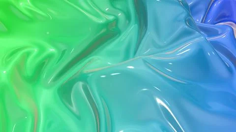3D render beautiful folds of light glossy blue green color gradient in full Illustrazione stock