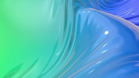 3D render beautiful folds of light glossy blue green color gradient in full Illustrazione stock