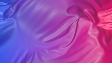 3D render beautiful folds of light silk with red blue gradient in full screen Illustrazione stock
