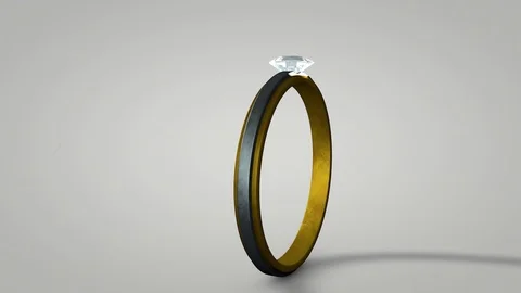 3D render of a beautiful gold and silver diamond wedding ring Stock Footage 121236620