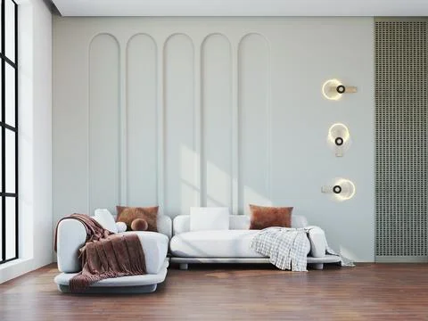 3d render of beautiful interior design, mock Stock Illustration